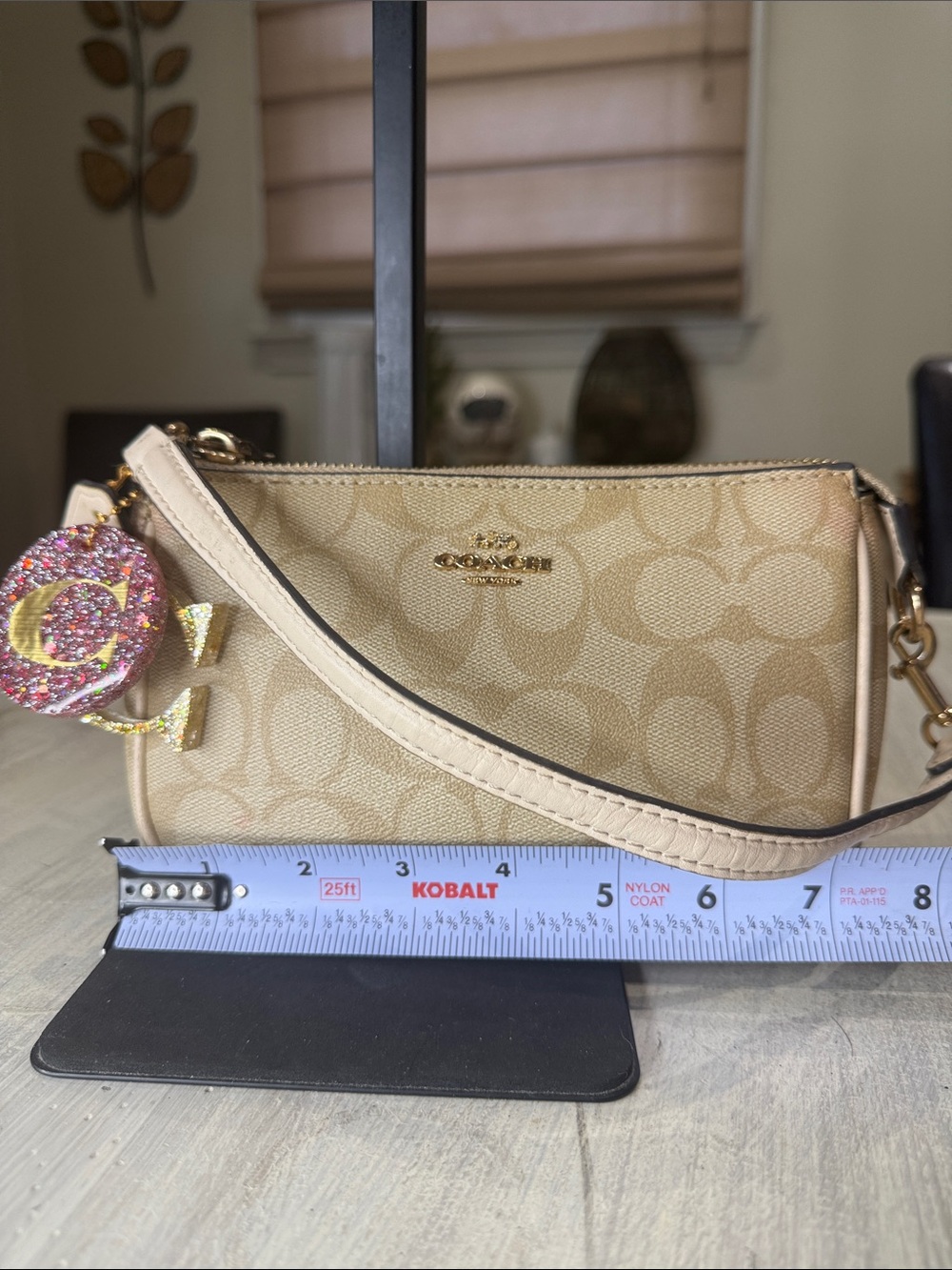 Coach Beige Signature Mini Shoulder Bag with Gold Hardware - Picture 11 of 13